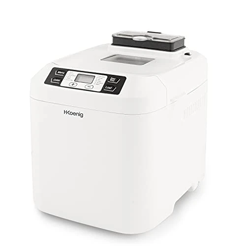 H.Koenig Brotbackautomat BAKE340,12, 2 Brotgrößen, Cerealienspender, Glutenfreies Programm, Brioche, Marmelade, Zeitverzögerte Startzeit und Warmhaltefunktion, LCD Display, 550W