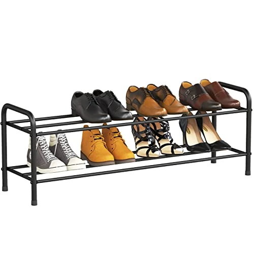 Offre limitée : FANHAO Étagère à Chaussures à 2 Niveaux, 100% Acier Inoxydable, étagère de Rangement empilable pour 8 Paires pour Chambre à Coucher, Placard, entrée, dortoir, 80 x 26 x 33,5 cm (Noir Mat) de 29.90 € à 29.90 € (0.00% de remise)