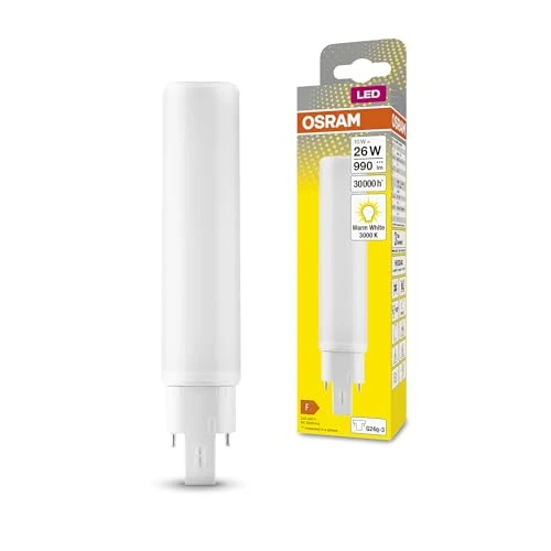 Osram DULUX D/E 26 Ampoule LED pour culot G24Q-2, 10 watt, 990 lumen, blanc chaud (3000K), orientable, en remplacement de l'ampoule Dulux classique 26W