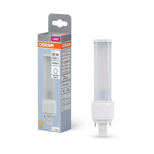 Limited-time offer: OSRAM DULUX D 26 LED lamp for G24D-3 base, 9 watts, 1100 lumens, cool white (4000 K), rotatable, replacement for conventional 26 W Dulux bulb from 13.99 GBP to 13.99 GBP (save 0%)