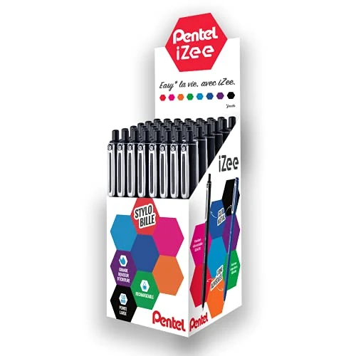 Offre limitée : Pentel iZee BX470-A Lot de 48 Stylos bille rétractables avec clip métal, Pointe large 1 mm, Noir de 28.99 € à 28.99 € (0.00% de remise)