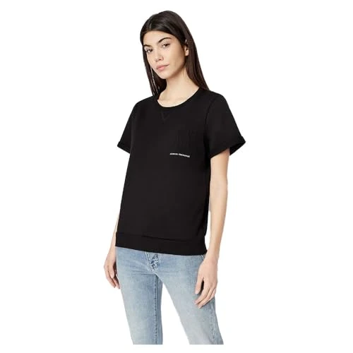 Offerta a tempo: Armani Exchange Short Sleeve Icon Project Logo Short Sleeve Sweatshirt, Maglia di Tuta, - 38% da 70.84 € a 44.20 €
