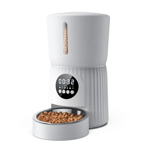 Oferta limitowana: Faroro 4L Automatyczny Dozownik Karmy Kotów i Psów, Karmnik z Miską ze Stali Nierdzewnej, Funkcją Timera, 1-6 Posiłków Dziennie z 219.39 zł na 219.39 zł (oszczędź 0.00%)