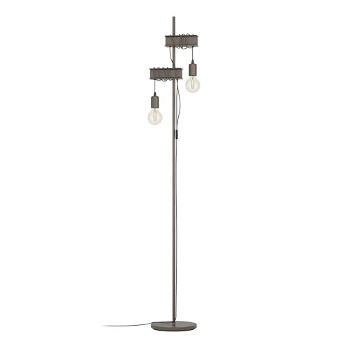 Offre limitée : Eglo Lampadaire sur pied Townshend 4 à 2 flammes, luminaire vintage et industriel, lampe de salon en métal brun antique avec interrupteur, douille E27 de 93.03 EUR à 93.03 EUR (remise 0%)