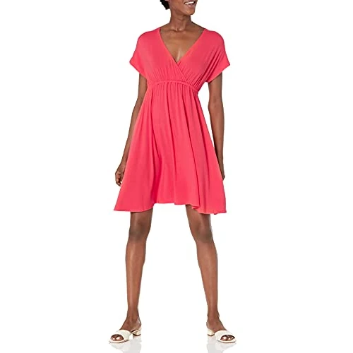 Offerta a tempo: Amazon Essentials Vestito Incrociato (Taglie Forti Disponibili) Donna, Rosso, S - 0.00% da 11.03 € a 11.03 €