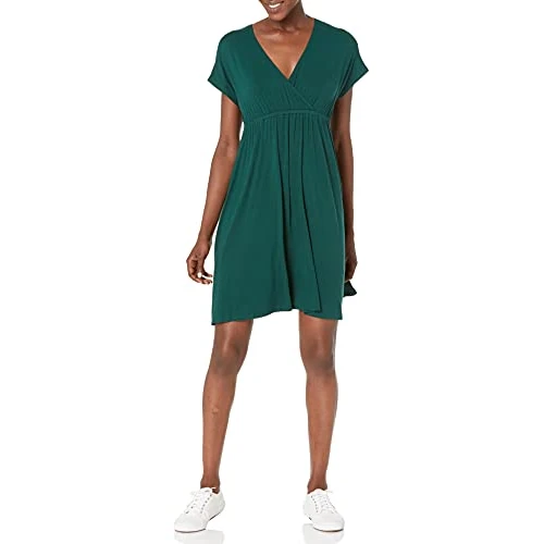 Offerta a tempo: Amazon Essentials Vestito Incrociato (Taglie Forti Disponibili) Donna, Verde Giada, XXL Plus - 40% da 16.20 € a 9.74 €
