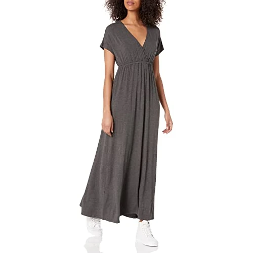Amazon Essentials Robe Longue cintrée (Disponible en Grande Taille) Femme, Charbon Chiné, XS