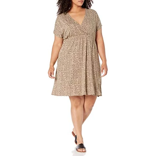 Amazon Essentials Vestito Incrociato (Taglie Forti Disponibili) Donna, Leopardata, 4XL Plus