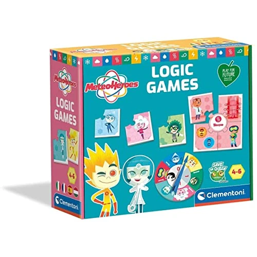 Clementoni - Tiempo Heroes Games lógica educativa 4 años-flashcards-Cartas de Juego para niños-Play for Future-Made in Italy, Multicolor, 16345
