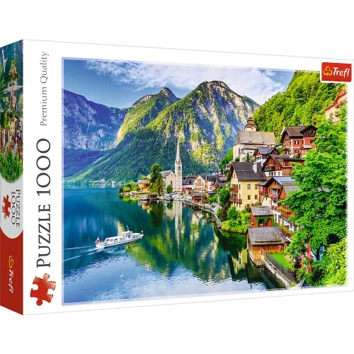 Trefl - Hallstatt, Autriche - 1000 Pièces, Vue sur Les Alpes, Lac, Paysage, Vue sur la Ville, Puzzle, Divertissement Créatif, Cadeau, Amusement, Puzzles Classiques