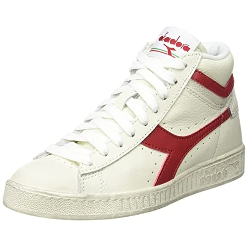 Limited-time offer: Diadora Unisex Game L HIGH Waxed Gymnastics Shoe, White/Red, 3.5 UK from 91.30 GBP to 76.48 GBP (save 16%)