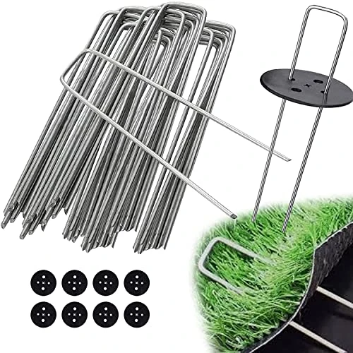 Tijdelijke aanbieding: EDIESI, Kunstgras nietjes, onkruiddoek voor de tuin, 50 stuks + 8 sluitringen, haringen van verzinkt roestvrij staal, houder voor camping (50 stuks) van 11.99 € naar 11.99 € (0.00% korting)