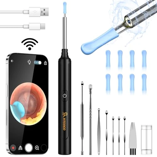 Offerta a tempo: VITCOCO Pulizia Orecchie, 5MP HD Otoscopio, Lente Impermeabile IP67 Pulisci Orecchie, Pulitore Orecchie Con 6 luci LED, Pulire Orecchie per iPhone/iPad, Telefono Android - 50% da 25.99 € a 13.12 €