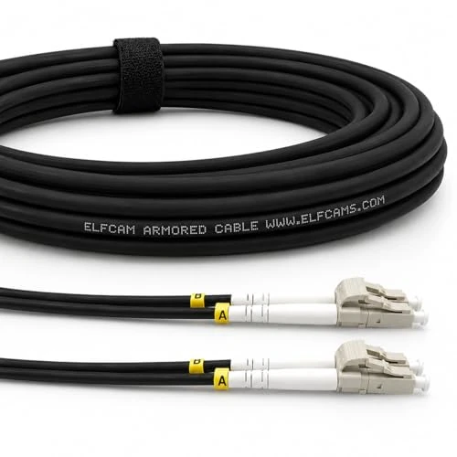 Offre limitée : Elfcam® - Câble à Fibre Optique en Acier Blindé pour Extérieur et Intérieur LC/UPC à LC/UPC OM3 Multimode Duplex 50/125um Noir (35M) de 39.99 € à 39.99 € (0.00% de remise)