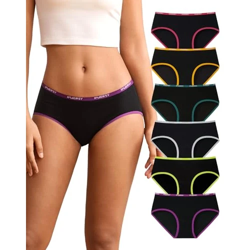 Offerta a tempo: INNERSY Mutande Donna Cotone Nere Vita Bassa Slip Elasticizzato Intimo Comode Pacco da 6 (M, Nero Colorato) - 0.00% da 24.99 € a 24.99 €