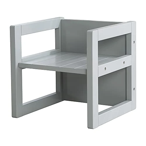 Offerta a tempo: roba Sgabello per Bambini in Stile Rustico - dai 2 Anni in Su - 3 Livelli di Seduta - Poltroncina in Legno - Multifunzionale - Legno Naturale Laccato Grigio - 0.00% da 39.90 € a 39.90 €
