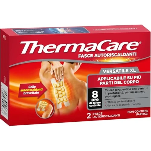 ThermaCare Versátiles bandas terapéuticas de calor terapéutico XL para dolores difusos, 8 horas de calor constante, 2 bandas desechables