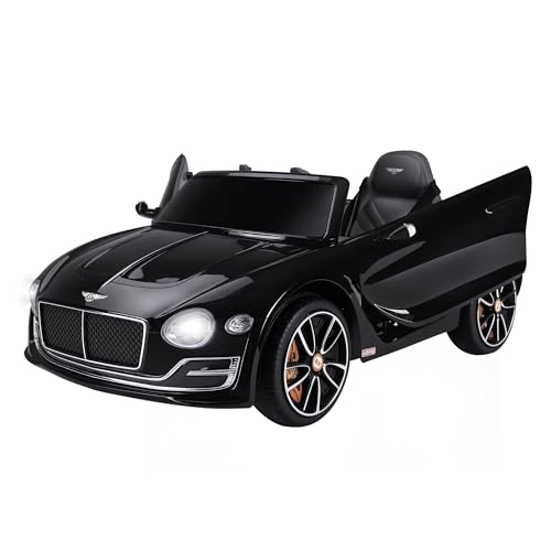 homcom Bentley Elektroauto für Kinder mit 2 Türen, Handbuch und Fernbedienung, Scheinwerfer und Ton, 108 x 60 x 43 cm, Schwarz