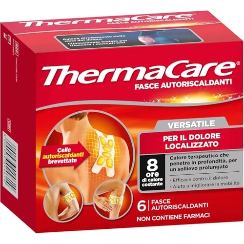 ThermaCare Versatile Self-Heating Therapeutic Heat Bands for Localized Pain, 8 Hours Constant Warmth, 6 Disposable Bands