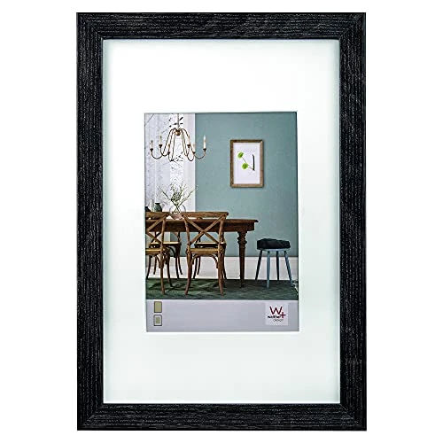 walther Design Picture Frame Dark Grey 24 x 30 cm with PassepArtout, Fiorito Wooden Frame EF430D