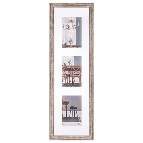 walther Design Picture Frame Walnut 3X 13x18 cm Gallery with PassepArtout, Fiorito Wooden Frame EF338VN