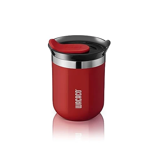 WACACO Octaroma Classico Taza de Café para Llevar de Aislamiento al Vacío, Vaso de Viaje de Acero Inoxidable de Doble Pared conTapa para Beber a Prueba de Fugas, 6 fl oz (180ml), Rojo