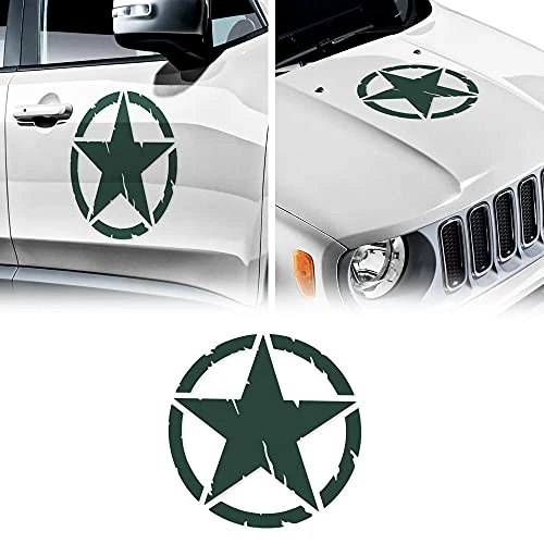 Oferta limitada: 4R Quattroerre.it 17115 Pegatinas de Estrellas Militares para Jeep Renegade Capota y Puerta, Diámetro 33 cm, Verde Militar, 2 Piezas de 9.60 € a 9.60 € (ahorro 0.00%)