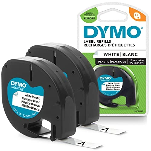 Limited offer: DYMO Branded LetraTag Plastic Labels | 12 mm x 4 m Roll | Black Print on White | MultipurposeSelf-Adhesive for LetraTag Label Makers | 2 Count from 11.96 EUR to 9.69 EUR (save 19%)
