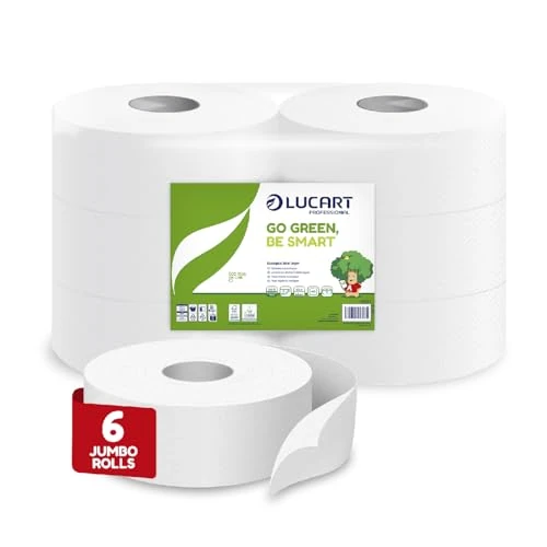 Tijdelijke aanbieding: Lucart Professional, Set van 6 Jumbo rollen ecologisch toiletpapier, 2-laags, Zacht en consistent, 100% gerecycled, FSC-gecertificeerd, Wit van 15.41 € naar 15.41 € (0.00% korting)