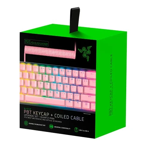 Offerta a tempo: Razer Kit di upgrade dei tasti in PBT + cavo spiralato - Tasti in PBT a doppia iniezione colorati con cavo coordinato (Resistente PTB a doppia iniezione, Compatibilità universale) Rosa - 0.00% da 38.45 € a 38.45 €
