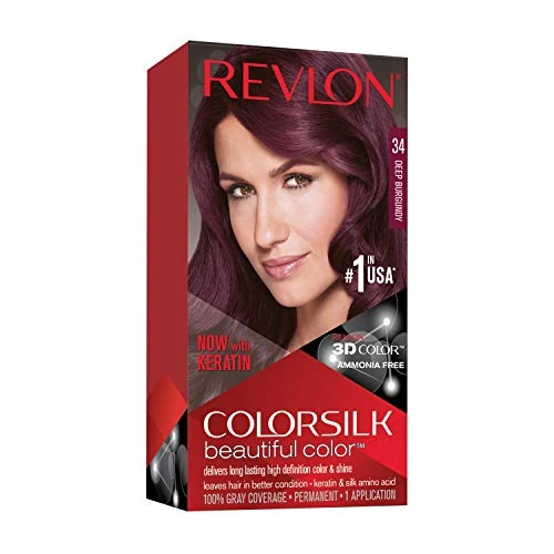 Offerta a tempo: Revlon ColorSilk Colorazione Permanente Capelli Fai-da-te a Casa, senza Ammoniaca e Arricchita con Cheratina, 34 - Borgogna Intenso - 100 g - 29% da 4.90 € a 3.49 €