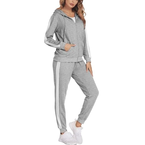 Oferta limitada: Parabler Conjunto deportivo de 2 piezas para mujer Chaqueta con capucha y cremallera para mujer Pantalones deportivos Conjunto informal Gris XXL de 39.99 € a 39.99 € (ahorro 0.00%)