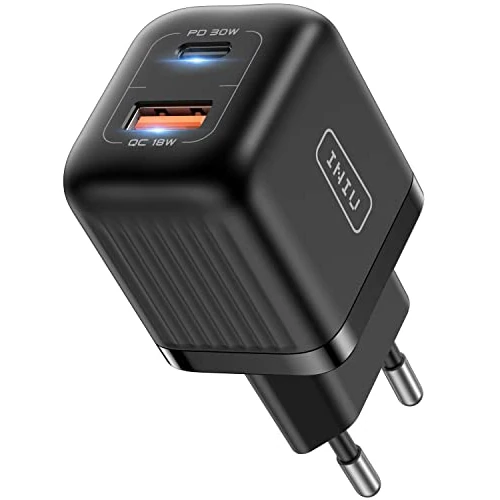 Offerta a tempo: INIU 30W Caricatore USB C 2 Porte [USB C + USB A], Caricabatterie PD 3.0 Alta Velocità — 21% da 19,99 € a 15,78 €