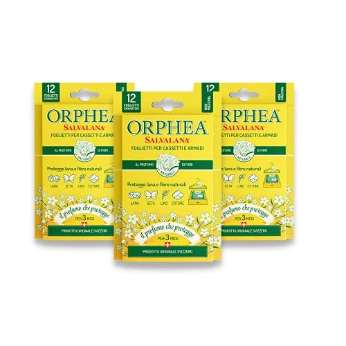 Offerta a tempo: ORPHEA Foglietti Salvalana in Pura Cellulosa, per Cassetti e Armadi, Confezione da 3 x 12 foglietti - 0.00% da 7.00 € a 7.00 €