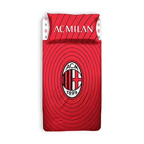 hermet A.C. Milan, Kompletne prześcieradło 1 kwadrat, 100% Bawełna, Czerwony Czarny