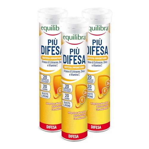 Offerta a tempo: Equilibra Integratori Alimentari - Più Difesa - Integratore per la Normale Funzione del Sistema Immunitario - 3 Pezzi da 20 Compresse Effervescenti — 25% da 11,29 € a 8,47 €