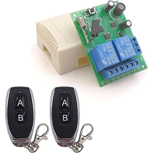 Offerta a tempo: DieseRC Interruttore di controllo remoto sicuro, wireless, da 12 V, 24 V, 30 V CC, 433 MHz RF e 10 A, con ricevitore relè a 2 trasmettitori, per motore, luci, porta del cancello, controller fai da te - 0.00% da 20.99 € a 20.99 €
