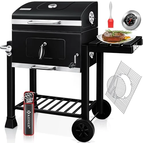 Oferta limitada: KESSER® Parilla de Carbón con Carrito Grill con Tapa, Ruedas, Mango de Acero Inoxidable | Barbacoa y Termómetro Carbón Grande BBQ Asador Camping, Terraza, Jardín XL Negro de 157.80 EUR a 117.80 EUR (ahorro 25%)