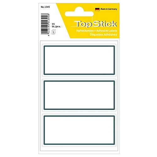 TopStick 1345 Etichette in bianco per libri (82 x 36 mm, 50 fogli, carta, opache) autoadesive, adesivi scolastici neutri per bambini, 150 etichette per la scuola, grigie e bianche