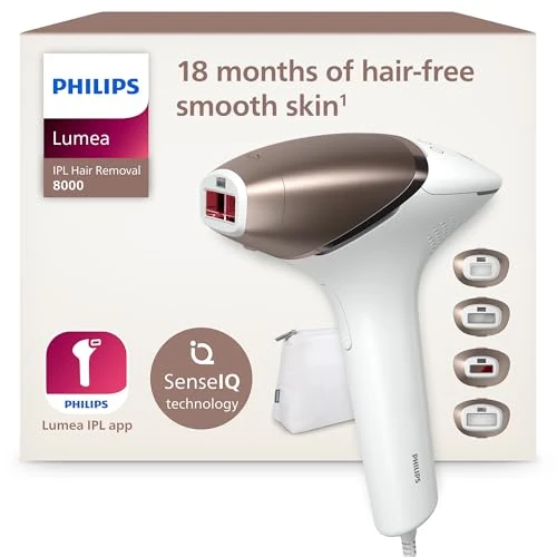 Philips Lumea IPL Hair Removal 8000 Series - Hair Removal Device with SenseIQ Technology, 4 Attachments for Body, Face Bikini and Underarm, Corded Use (Model BRI948/00)