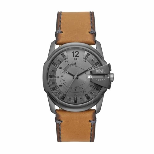 Offre limitée : Diesel Master Chief Montre pour Homme, Mouvement à Quartz avec Bracelet en Silicone, Acier Inoxydable ou Cuir, Marron Clair et Gris Foncé, 43mm de 100.43 € à 44.20 € (56% de remise)