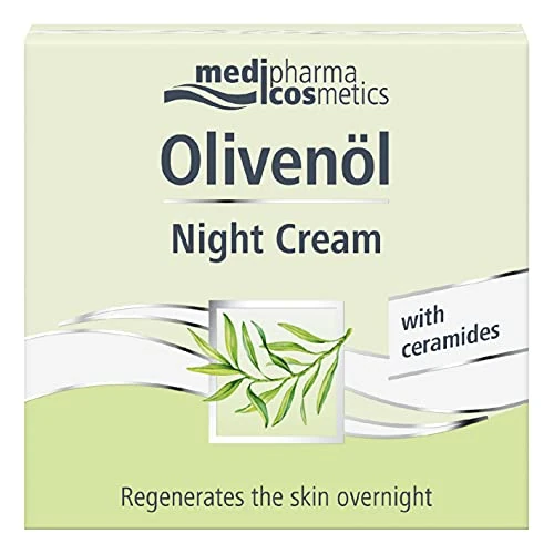 Medipharma Cosmetics Olivenol Night Cream - Crema facial antiarrugas hidratante 50 ml - Tratamiento antiedad con aceite de oliva, aceite de jojoba y manteca de karité para piel seca (mujer y hombre)