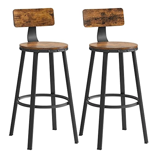 Oferta limitada: VASAGLE Taburete Alto de Bar, Juego de 2, Taburete de Cocina, con Respaldo, Marco de Acero, Asiento de 73,5 cm de Altura, Fácil Montaje, Estilo Industrial, Marrón Rústico y Negro Tinta LBC026B01V1 de 69.99 EUR a 69.99 EUR (ahorro 0%)