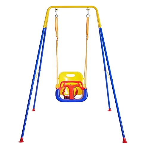 Offerta a tempo: FUNLIO 3-in-1 Altalena per Bambini & 4 Sacchi di Sabbia, Resistente per Cortile, Altalena per Bambini Indoor/Outdoor, Supporto in Metallo Pieghevole e Istruzioni Chiare, Facile da Montare e Conservare - 0.00% da 102.99 € a 102.99 €