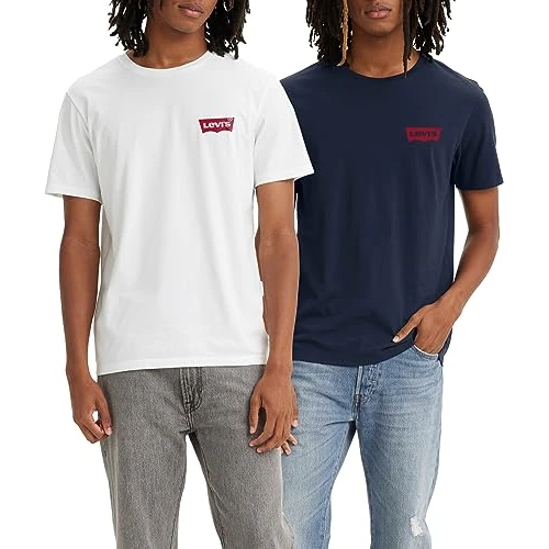 Levi's 2-Pack Crewneck Graphic Tee T-shirt Mannen, Chesthit White / Dress Blues, S