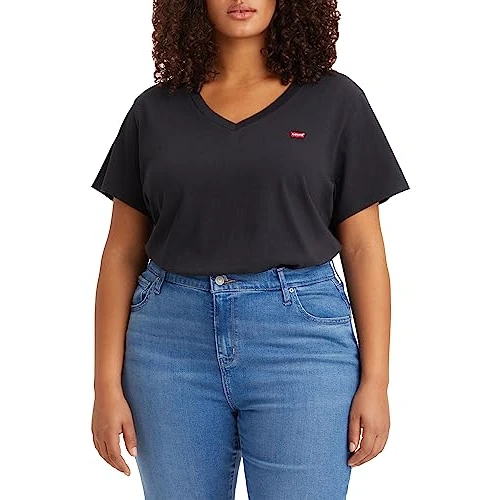 Offerta a tempo: Levi's Plus Size V-neck Tee, T-shirt Donna, Caviar, 1XL - 25% da 25.00 € a 18.75 €