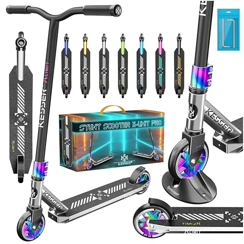 Tijdelijke aanbieding: KESSER® Stuntstep X-Limit-Pro 360° Step voor Volwassenen en Kinderen | Stunt Scooter met 110mm PU Wielen en ABEC 9 Funstep | Kinderstep voor Jongens en Meisjes, Chroom/Zilver van 83.80 € naar 83.80 € (0.00% korting)