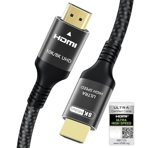 Certificato 10K 8K Cavo HDMI 2.1 3M, 48Gbps Ultra Elevata Velocità HDMI® Cavi Ethernet CEC 4K 240Hz 200Hz 165Hz 144Hz 120Hz 8K 60Hz ARC eARC HDCP2.3 HDR10+ PC Laptop TV Monitor Proiettore PS5 X-box