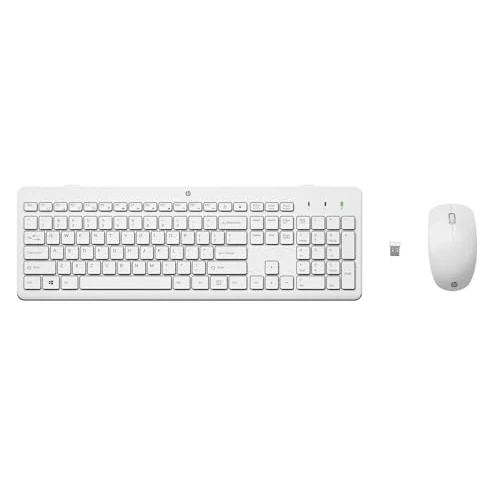 Offerta a tempo: HP 230 Combo Tastiera e Mouse Wireless con Dongle USB-A a 2,4 GHz, Digitazione Silenziosa, Tasti Scelta Rapida e 12 Funzioni, Tastierino Numerico, Mouse a 1600 DPI, Rotella Scorrimento, Bianca - 38% da 44.99 € a 27.90 €