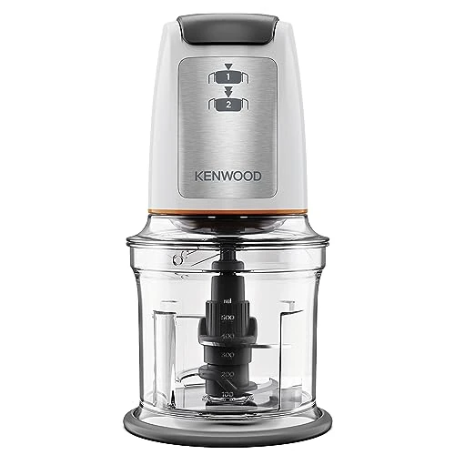 Offerta a tempo: Kenwood Chopper CHP61.100WH, Potenza 500W, Ciotola da 0.5L, 2 velocità, Sistema a quattro lame, Anello antiscivolo per la stabilità del tritatutto, Lavabile in Lavastoviglie, Bianco/SIlver - 47% da 49.99 € a 26.52 €